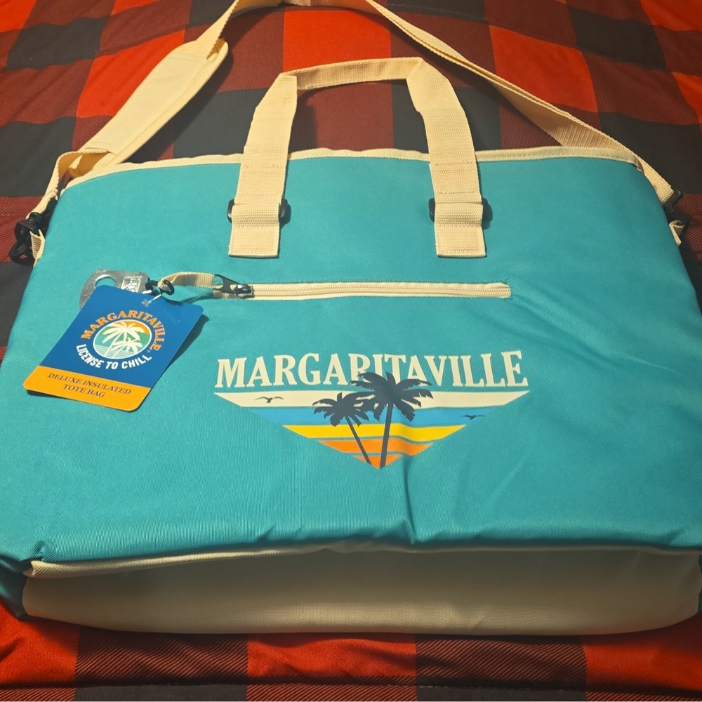Jimmy Buffet Margaritaville Deluxe Insulated Tote Cooler Bag Blue/Beige Tote